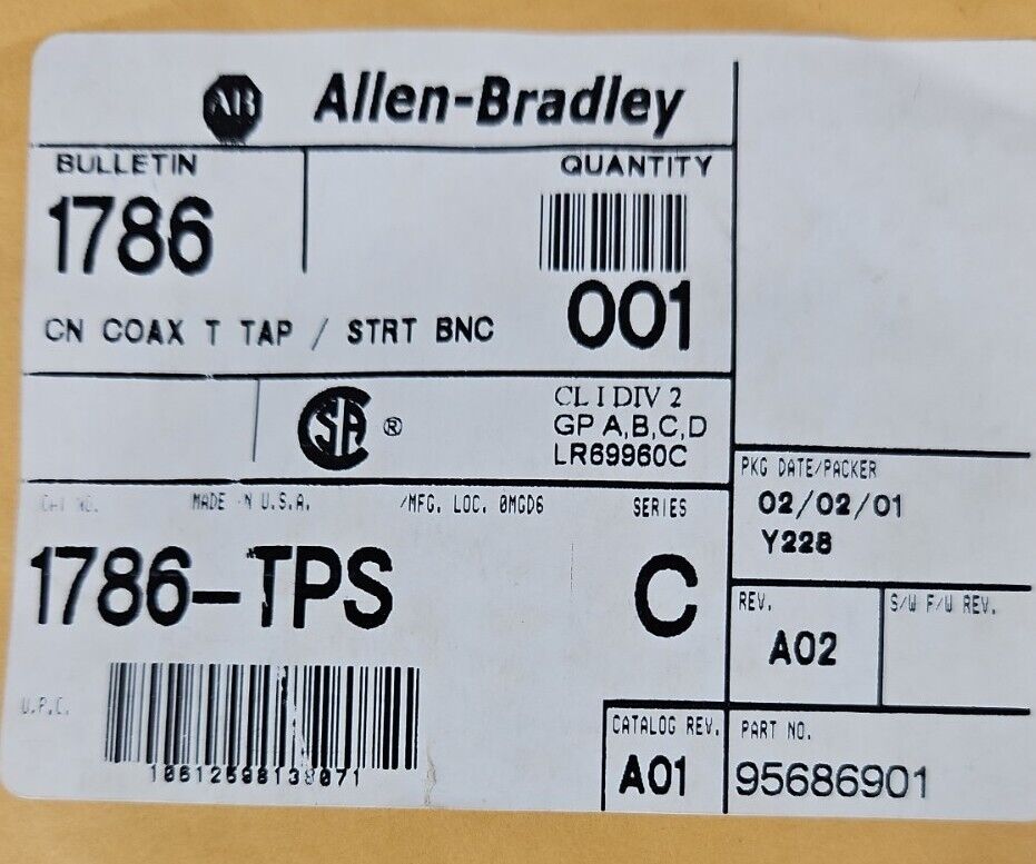 Allen-Bradley AB 1786-TPS Cable Connector 95686901.                        5E-10