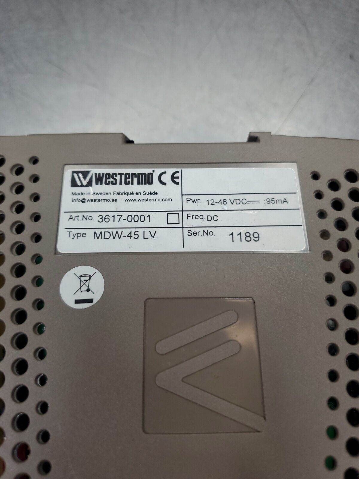 Westermo MDW-45LV 12-48VDC Control Module (Art.No:3617-0001)                3D-7