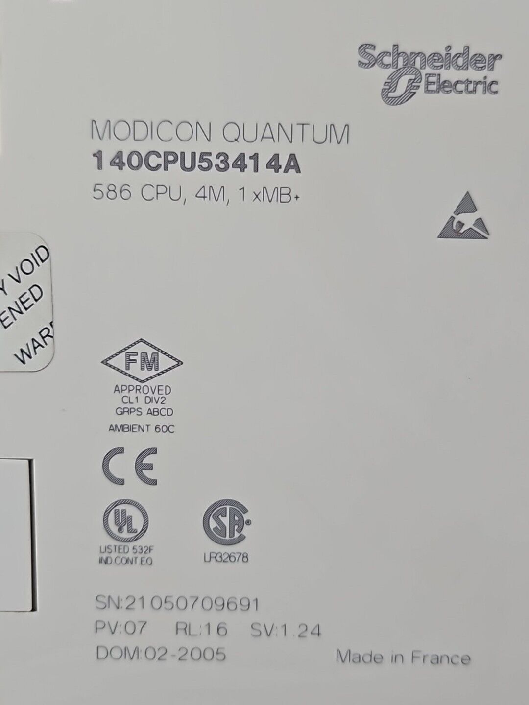 Schneider 140CPU53414A 586 CONTROLLER. MODICON QUANTUM.                  Loc3C-2