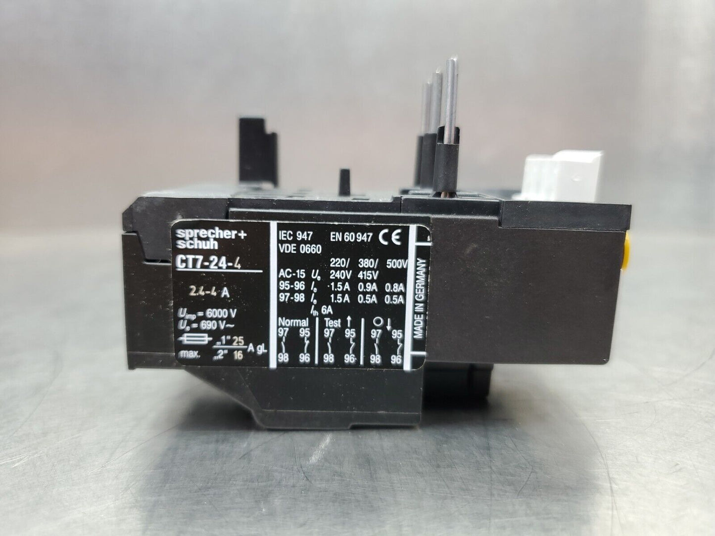 SPRECHER + SCHUH CT7-24-4 2.4-4A THERMAL OVERLOAD RELAY.                   4E-17