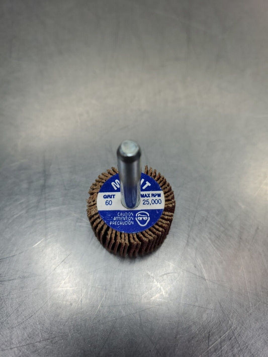 Merit Micro Mini Flap Wheel 3/4" x 3/16" x 1/8" 60 Grit Aluminum Oxide.    5E-16