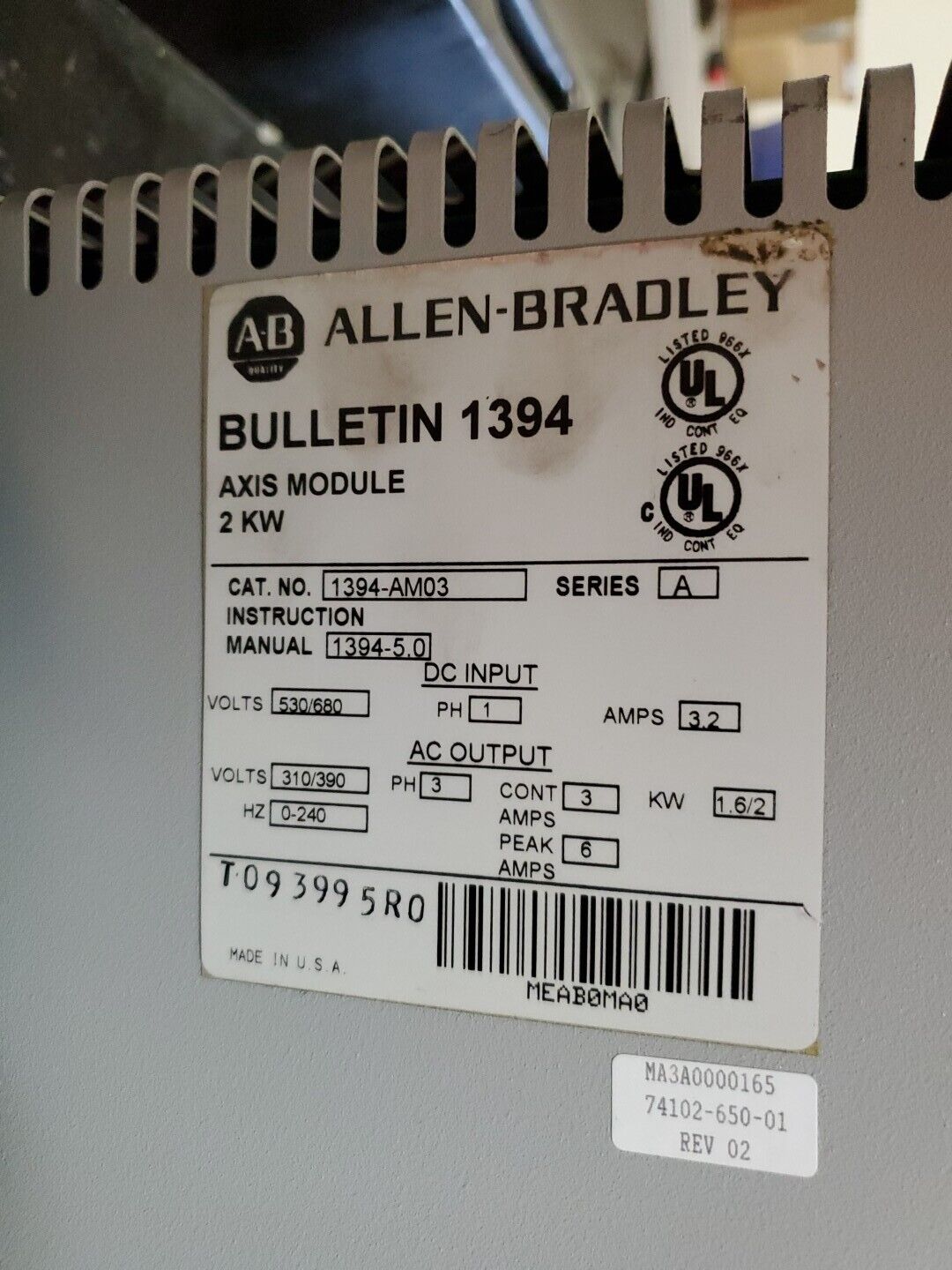 Allen Bradley 1394-AM03 Ser A AC Servo Controller - Lot of 6.                 1E
