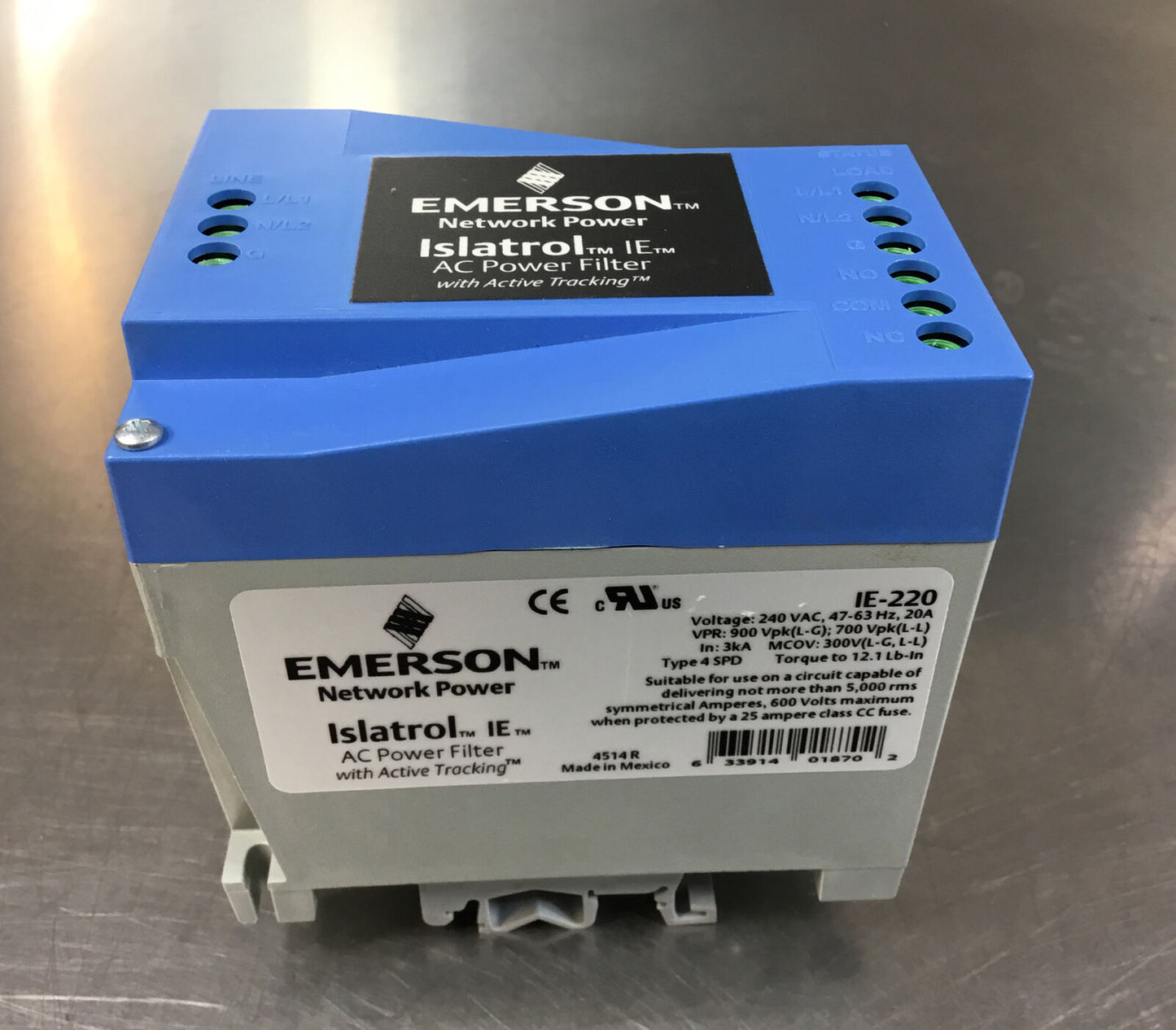 EMERSON ISLATROL  IE-220  AC POWER FILTER 240 VAC  47-63HZ 20A   4C