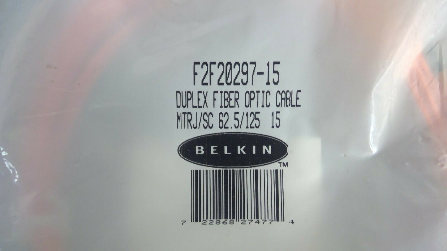 Belkin F2F20297-15 Duplex Fiber Optic Cable MTRJ/SC;62.5/125; 15M             5E
