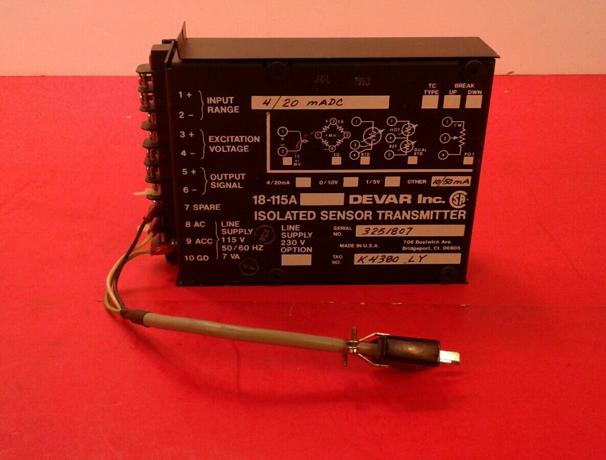 DEVAR 18-115A ISOLATED SENSOR TRANSMITTER  5B