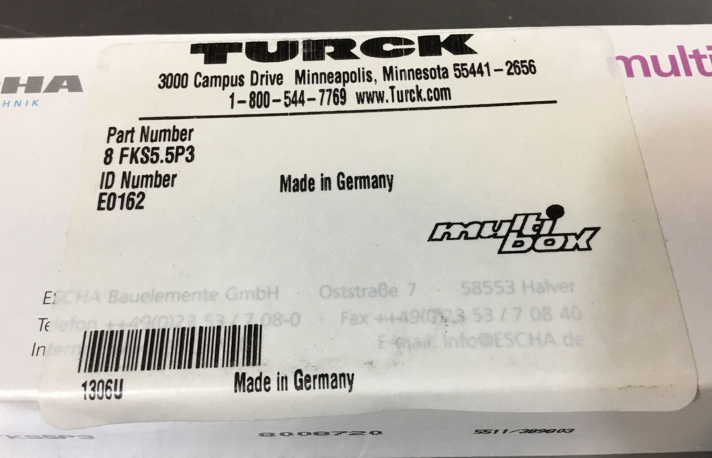 ESCHA / TURCK  8FKS5.5P3  /  E0162  Multi Box   3D-26