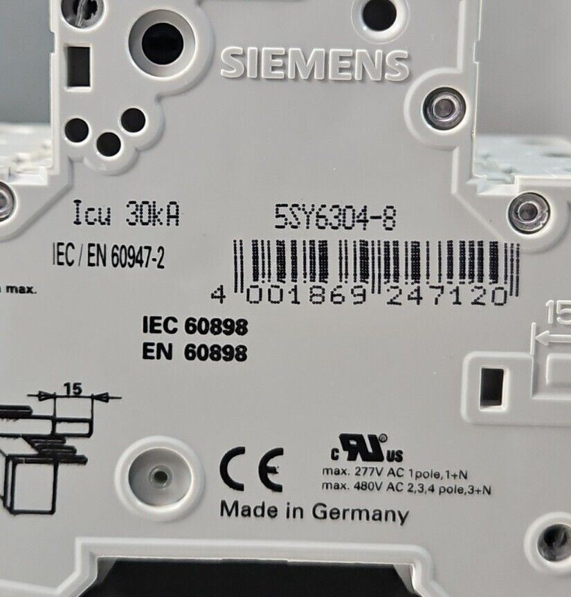 Siemens 5SY63 MCB D4 Circuit Breaker.                          4C-17