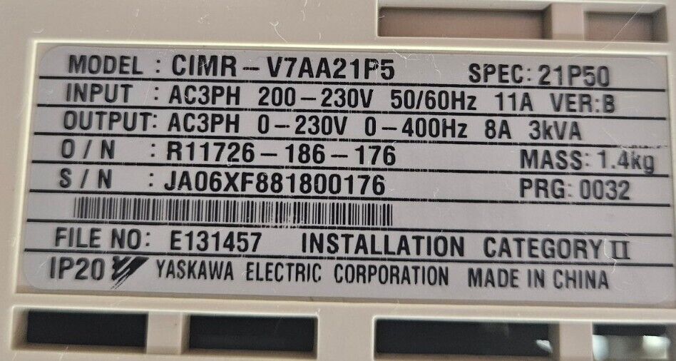 YASKAWA CIMR-V7AA21P5. Driver.   Loc 1B-4