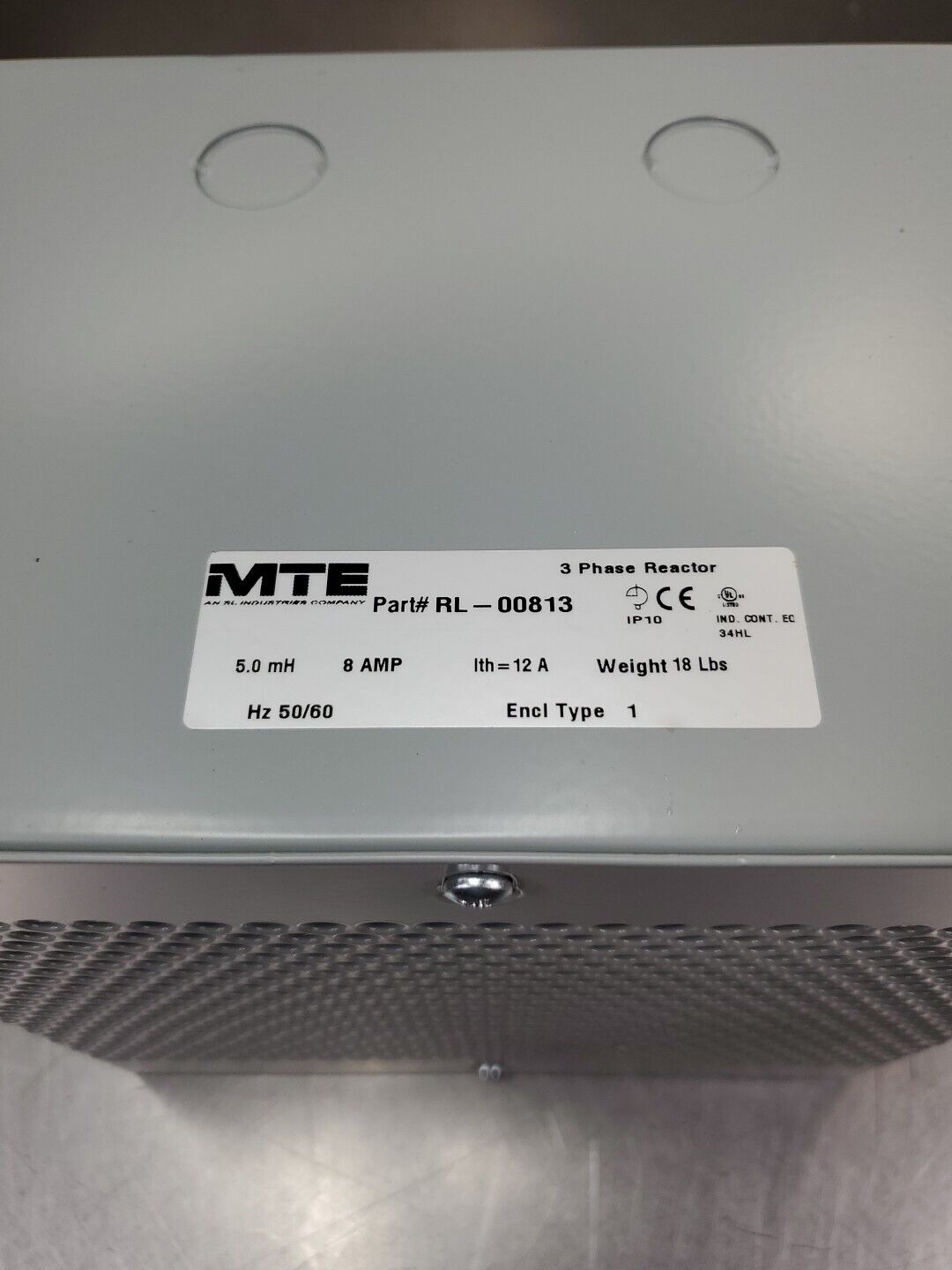 MTE RL-00813 3 Phase Reactor - 5.0mH, 8A, lth= 12A, 50/60Hz.               4B-26
