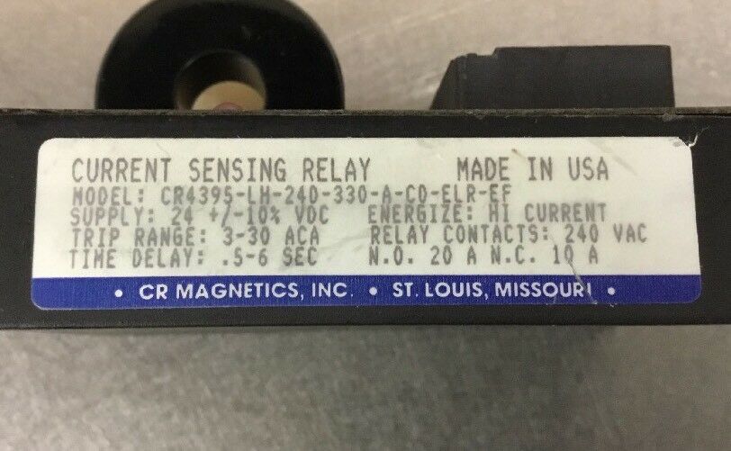 CR Magnetics CR4395-LH-24D-330-A-CD-ELR-EF Current Sensing Relay.  Loc.4A