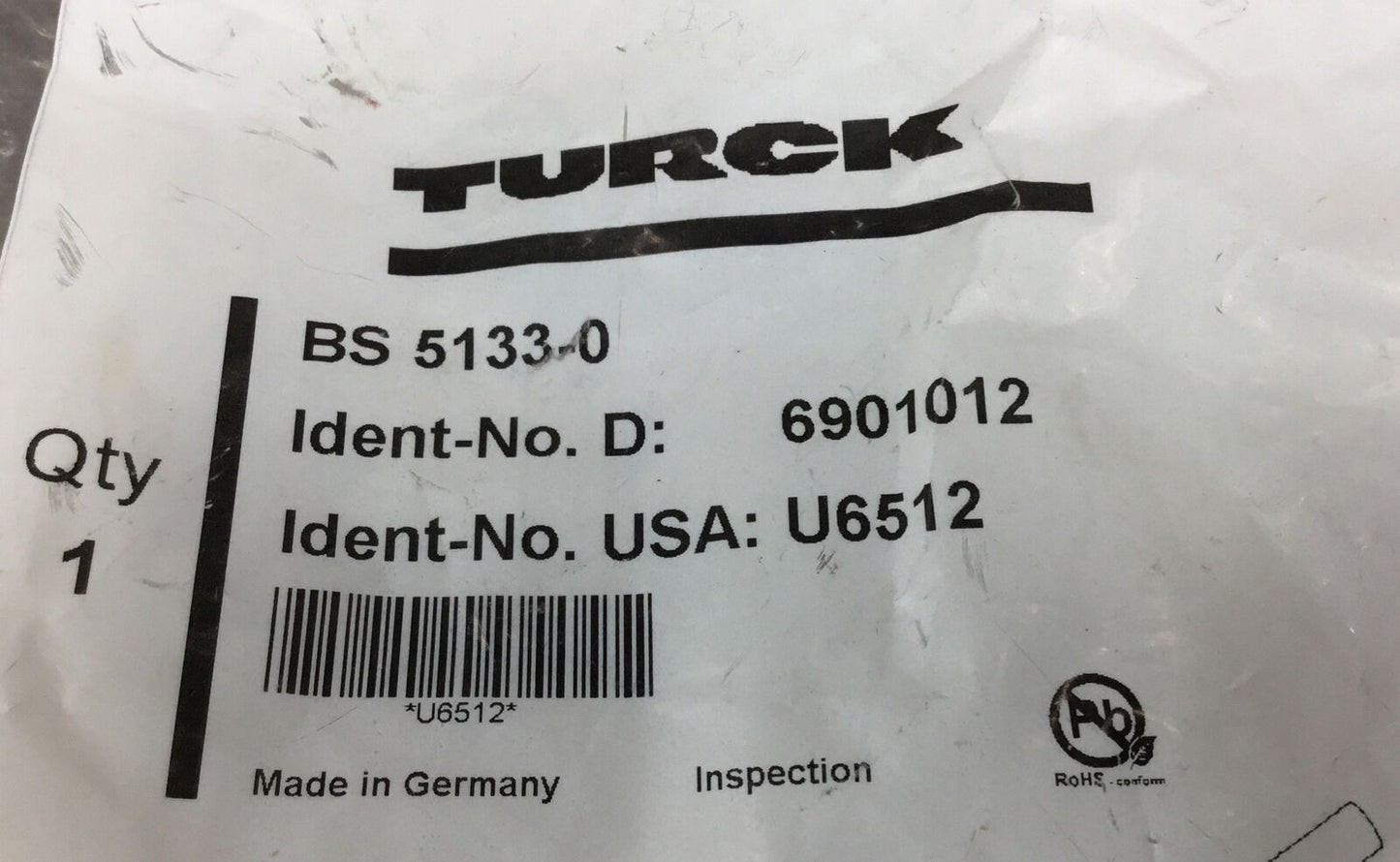 TURCK  B 5131-0  Connector “Sealed In Bag”     5E