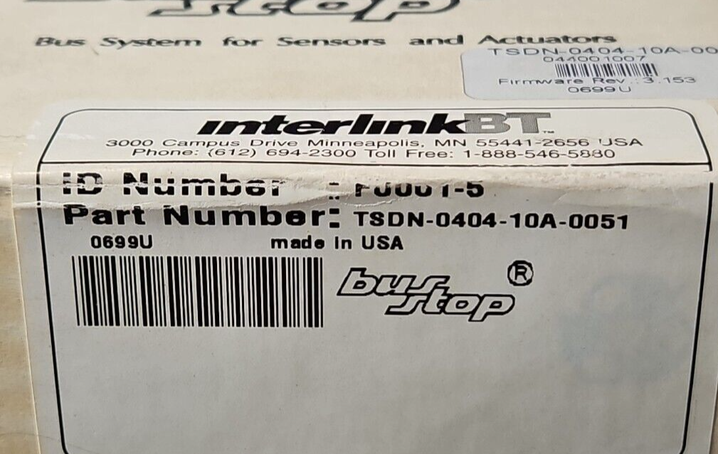 INTERLINKBT TSDN-0404-10A-0051 DEVICENET NETWORK MODULE.    Loc3C22