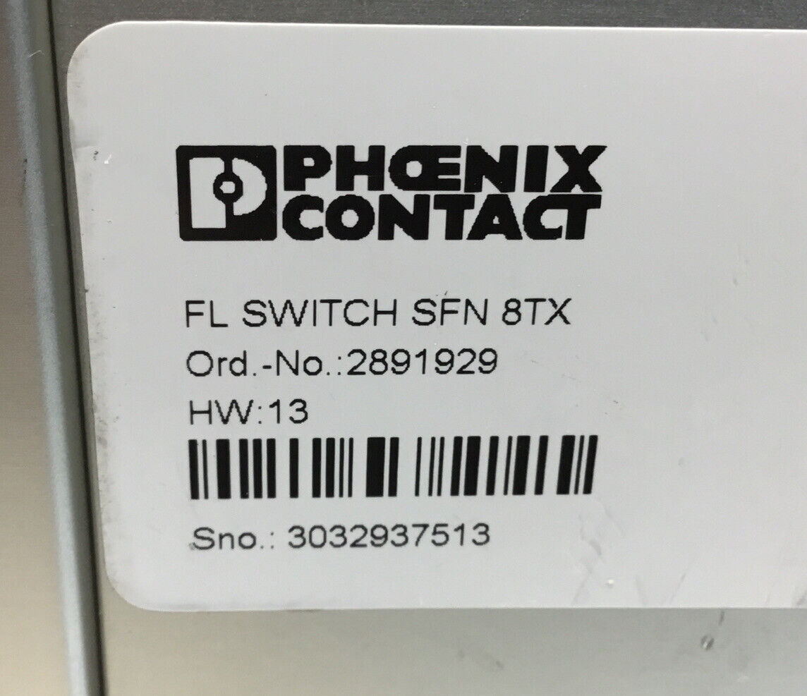 Phoenix Contact  FL Switch SFN 8TX  / 2891929  8 Port Ethernet Switch   4E-8