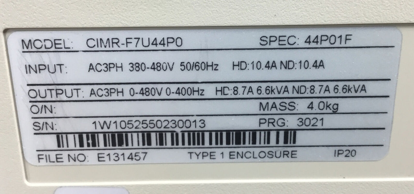 Yaskawa  CIMR-F7U44P0  Adjustable Frequency Drive 3Ph 0-400Hz 480V       1D