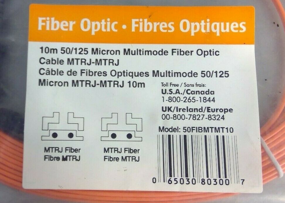 StarTech 50FIBMTMT10 10m 50/125 Micron Multimode Fiber Optic Cable MTRJ-MTRJ  5E