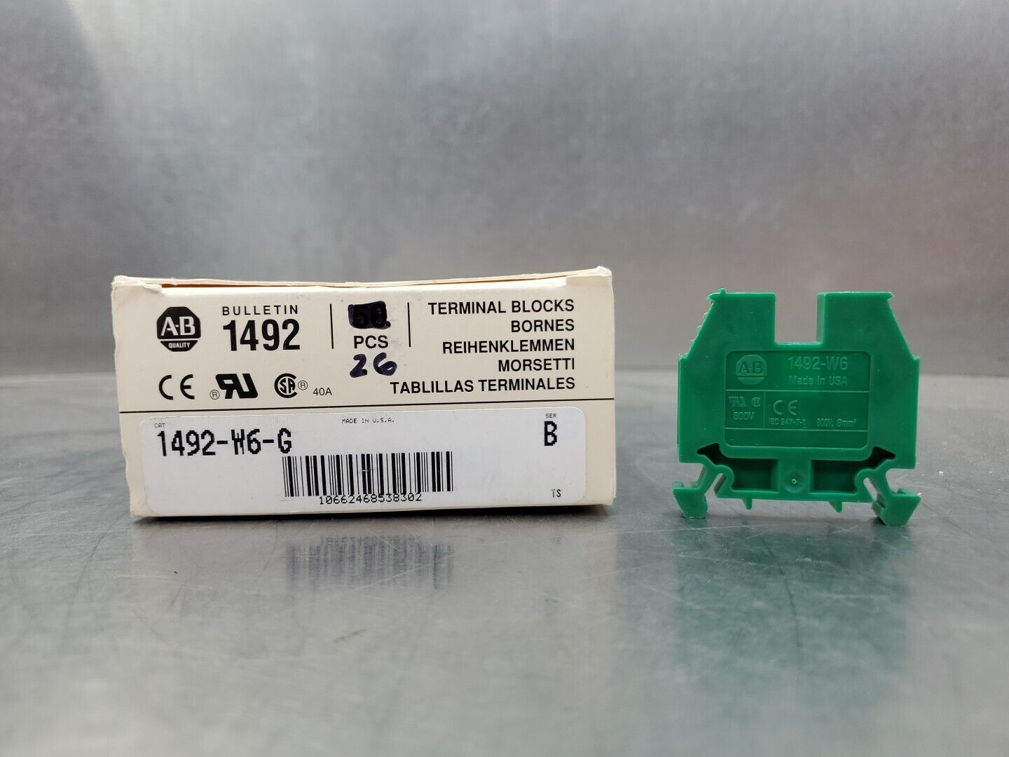 Allen-Bradley 1492-W6-G Ser. B Terminal Blocks - Lot of 26.                4E-22
