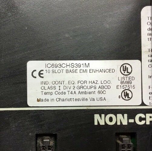 GE Fanuc Base 10-Slot PLC, IC693CHS391M, EMI Enhanced, See Description     3E-11