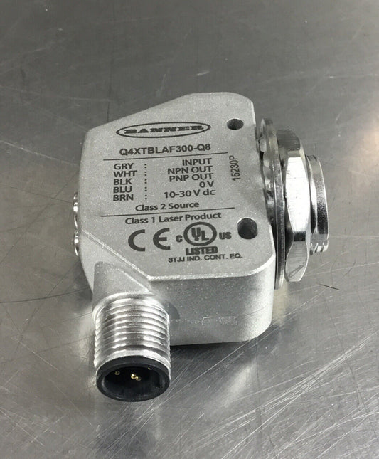 Banner Laser Sensor, Series Q4X  Q4XTBLAF300-Q8   10-30 VDC    3E-25