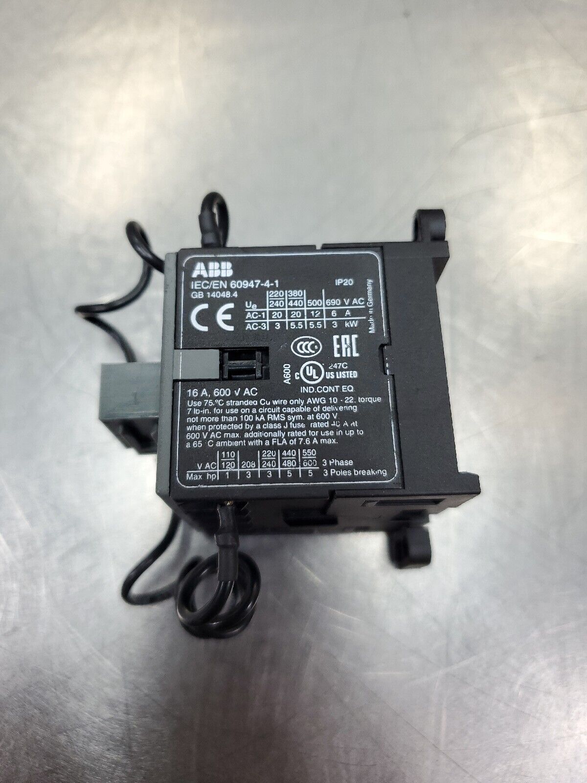 ABB B7-30-10 Contactor w/RV-BC6/250 Module.                                 4E-1