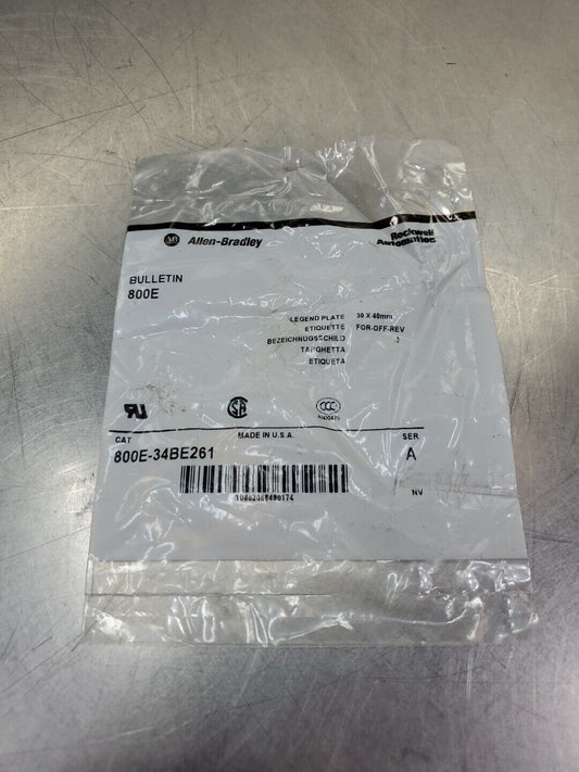 Allen Bradley 800E-34BE261 (FOR-OFF-REV) Legend Plate.                     4B-19