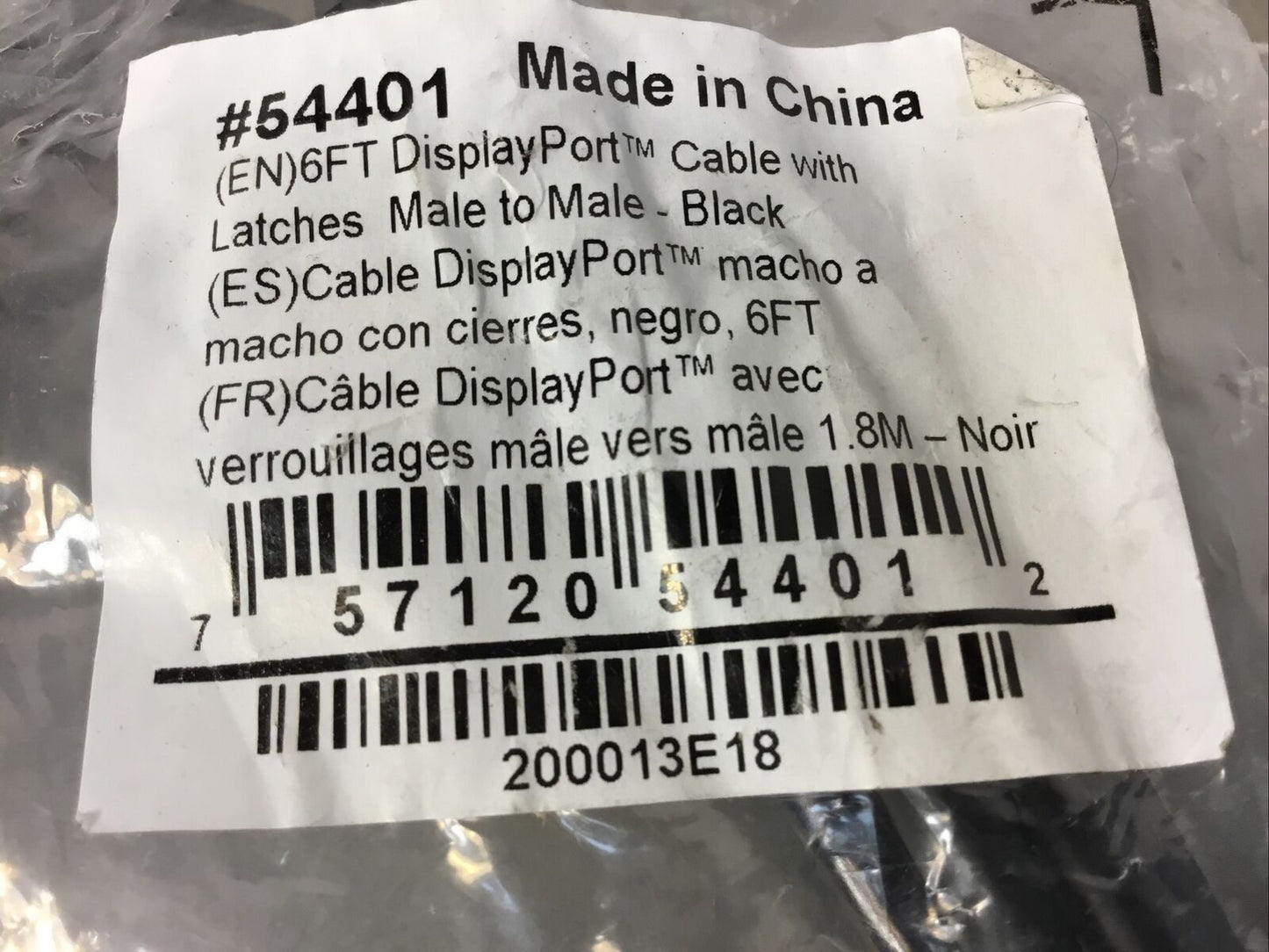 Legrand 6ft C2G / 200013E18 / #54401 DisplayPort Cable Latches Male To Male  5E