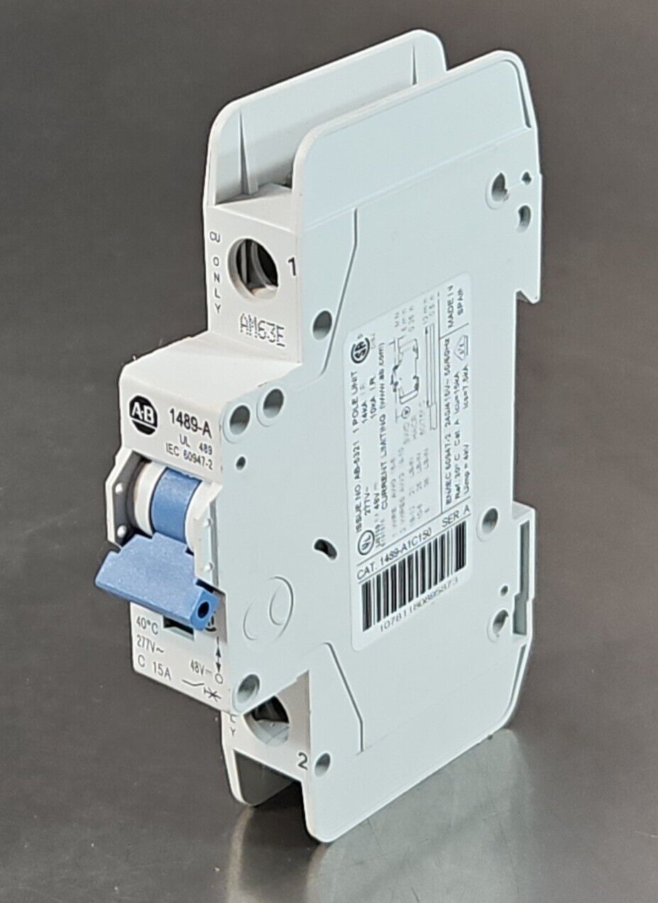 Allen Bradley 1489-A1C150 Ser A Circuit Breaker 1-Pole 15A 277VAC.         4D-19