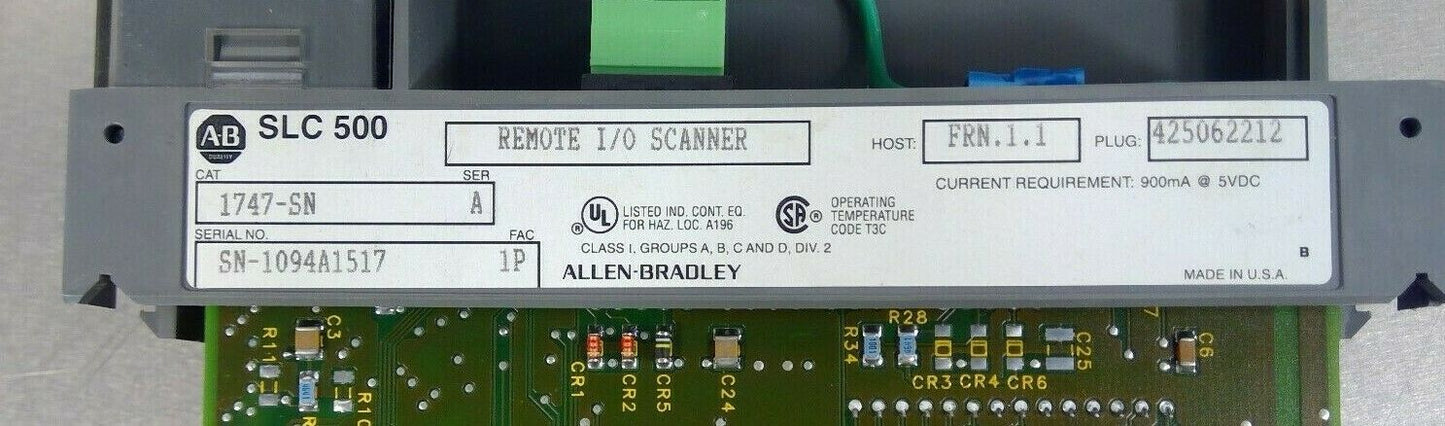 Allen-Bradley SLC 500 1747-SN Series A Remote I/O Scanner                  3D-15