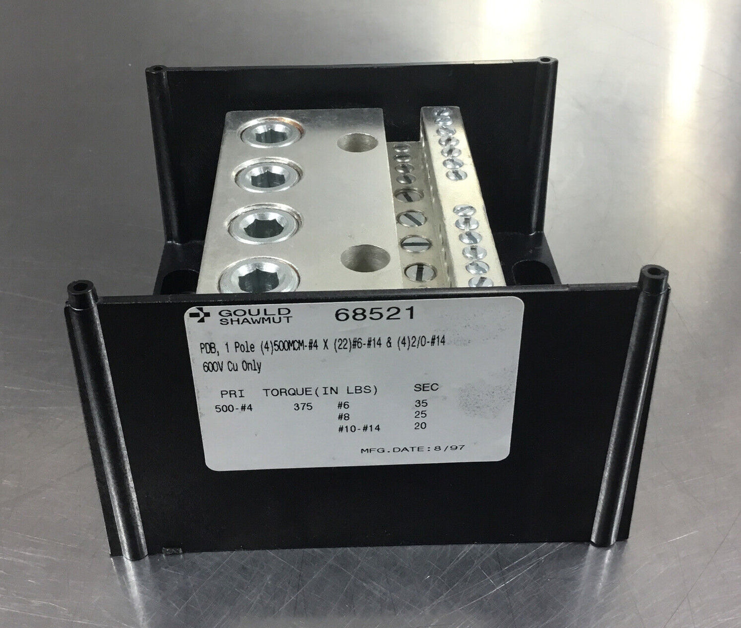 GOULD SHAWMUT  68521  POWER DISTRIBUTION BLOCK 4 POLE 600V        4D-19