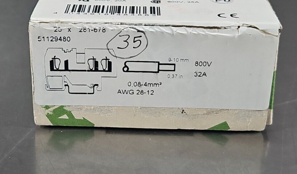 WAGO 281-678 Conductor Through Terminal Block - Lot of 35.              Loc3D-31