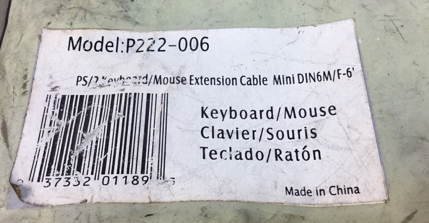 TRIPP LITE P222-006 KEYBOARD MOUSE EXTENSION CABLE PS/2 MINI-DIN6 M/F 6'   5E