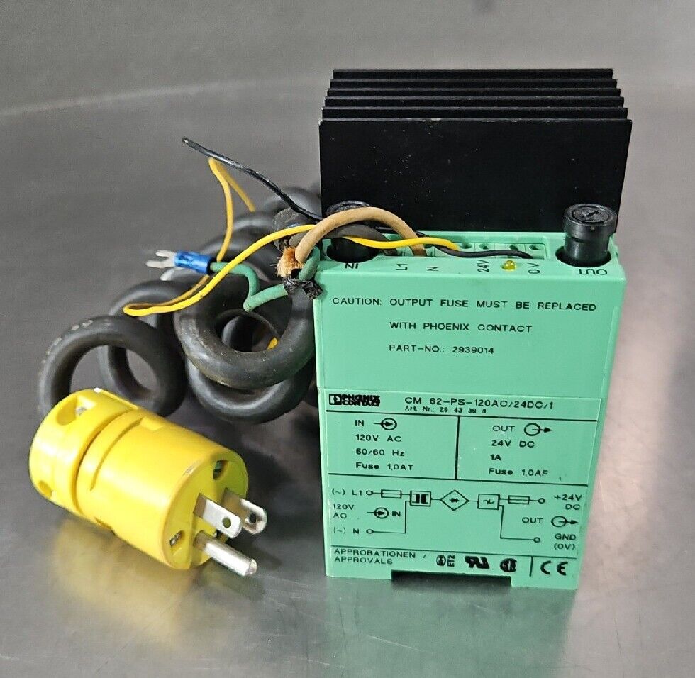 Phoenix Contact  CM 62-PS-120AC/ 24DC/1 + cable 18/3 Type SO + plug.   Loc 5D-10