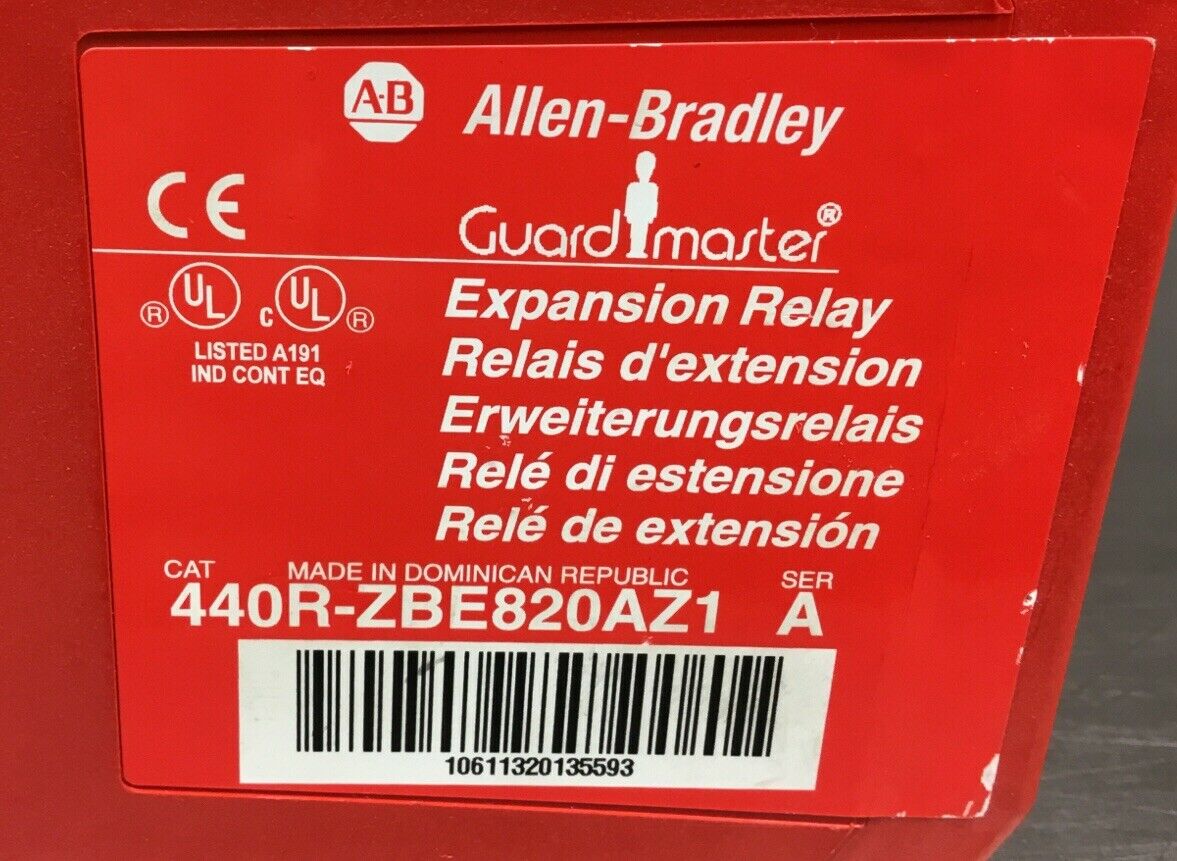 Allen Bradley 440R-ZBE820AZ1 /A Guardmaster Expansion Relay 24VDC  0.1A Max.  4H