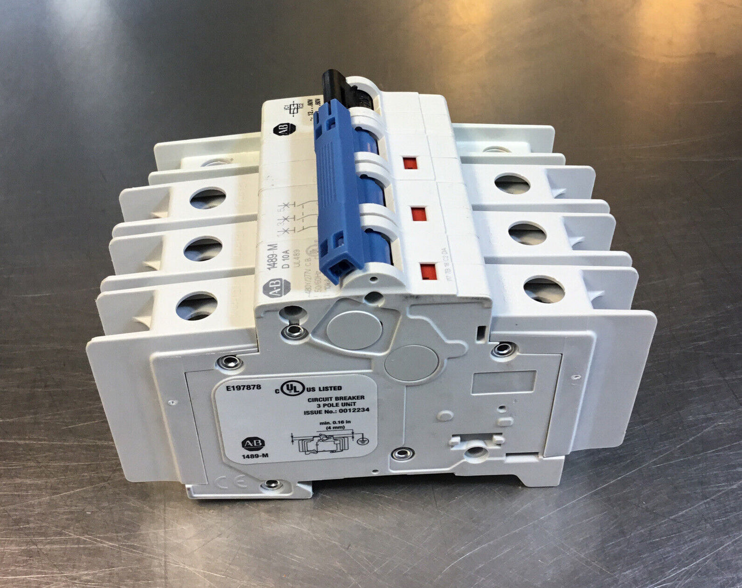 ALLEN BRADLEY 1489-M + 1489-AMST2 CIRCUIT BREAKER SHUNT TRIP 3 Pole 10A   4C