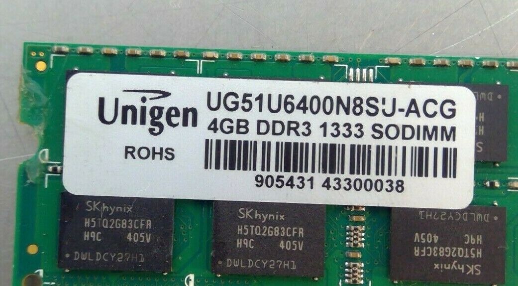 Unigen - UG51U6400N8SU-ACG - Memory - 4GB DDR3 1333 SODIMM                 3D-1