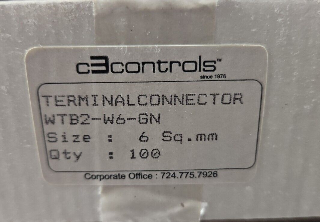 C3CONTROLS WTB2-W6-GN TERMINAL BLOCK CONNECTORS 600V 50A-Box with 80    Loc3E-38