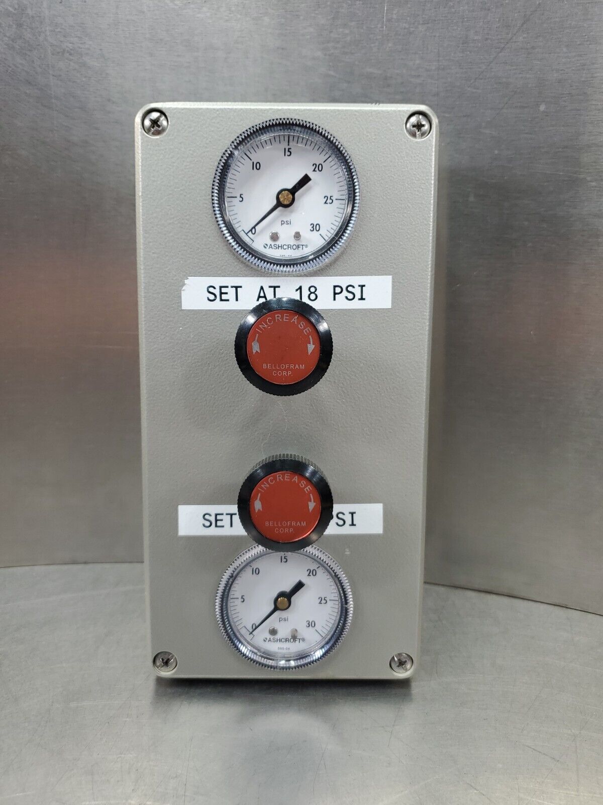 BEOFRAM PRESSURE REGULATOR MODULE w/ASHCROFT 595-04 PSI METER.                6C