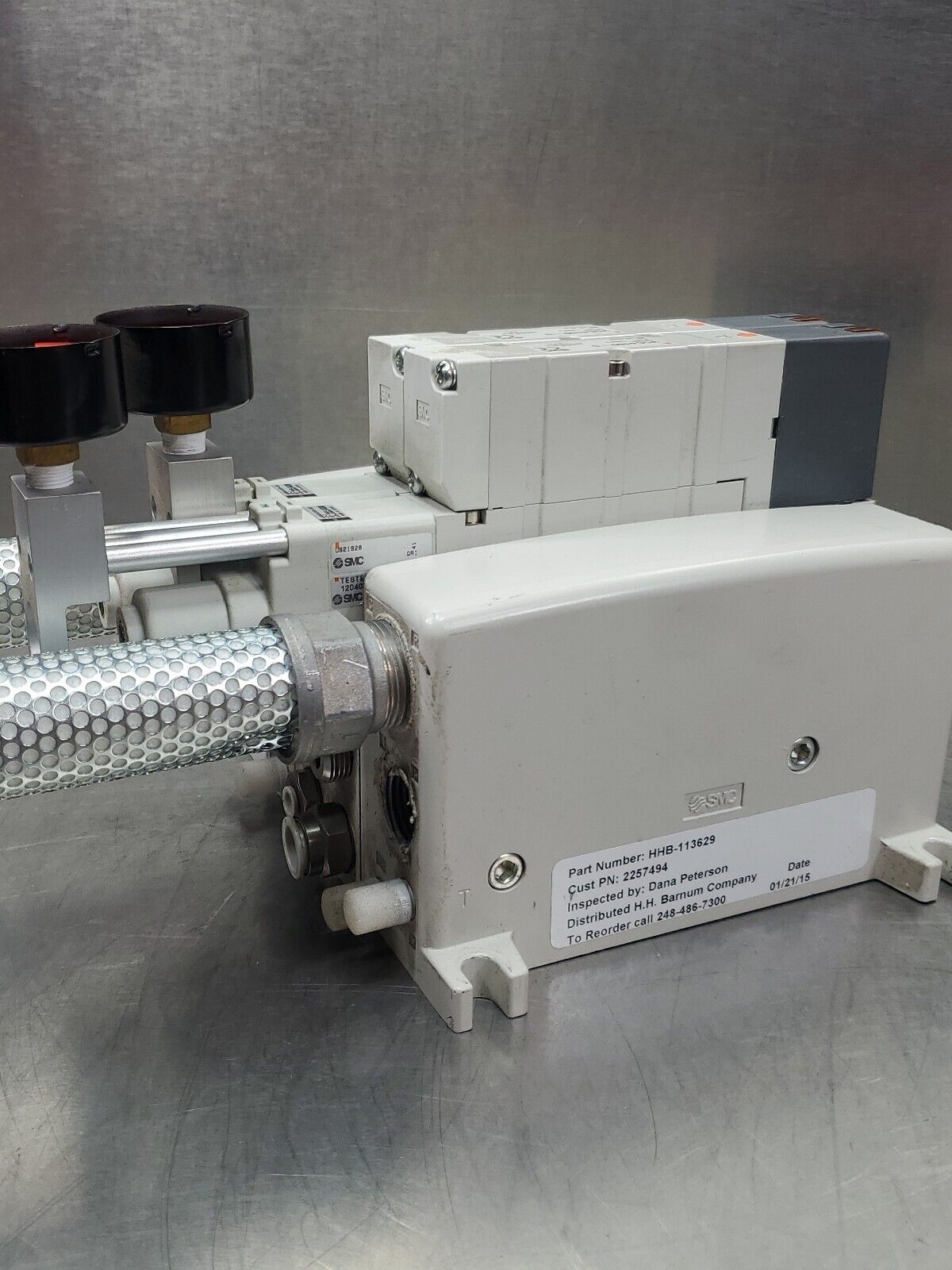 SMC HHB-113629 Manifold w/(2) VQC4100-5 Solenoid Valves & US21928 Modules. 6E-10