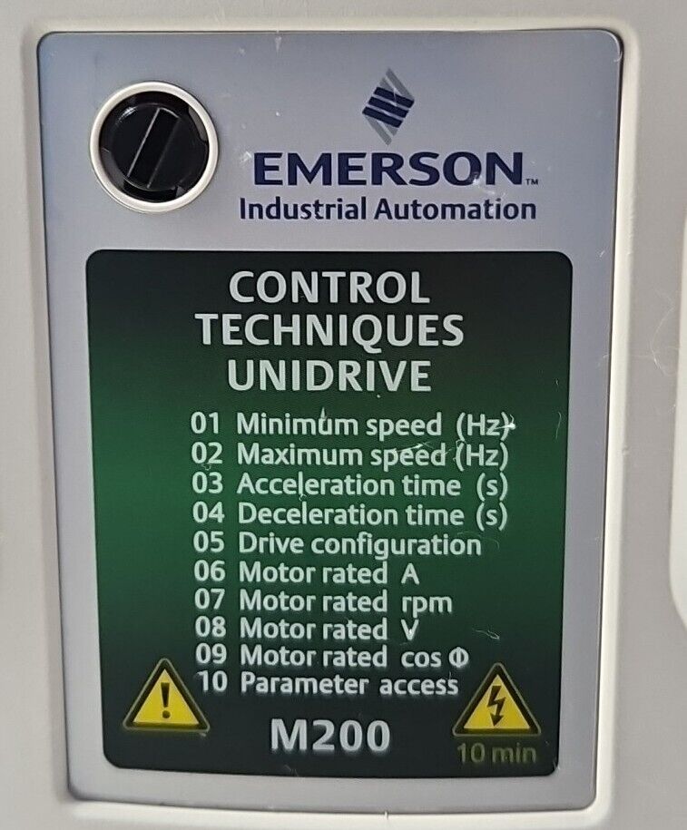 Emerson M200-012 00024A 0.5hp I/P 200-240V O/P 0-240V.                    Loc1D1