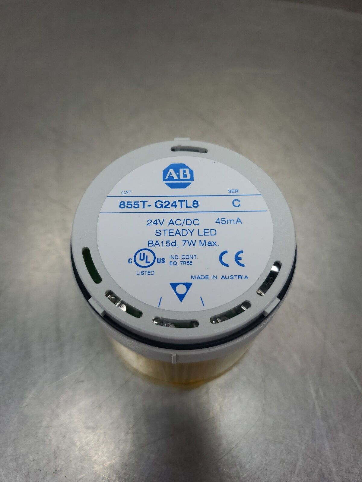 Allen-Bradley 855T-G24TL8 Series-C, Yellow, Steady LED Stack Light.        3E-17