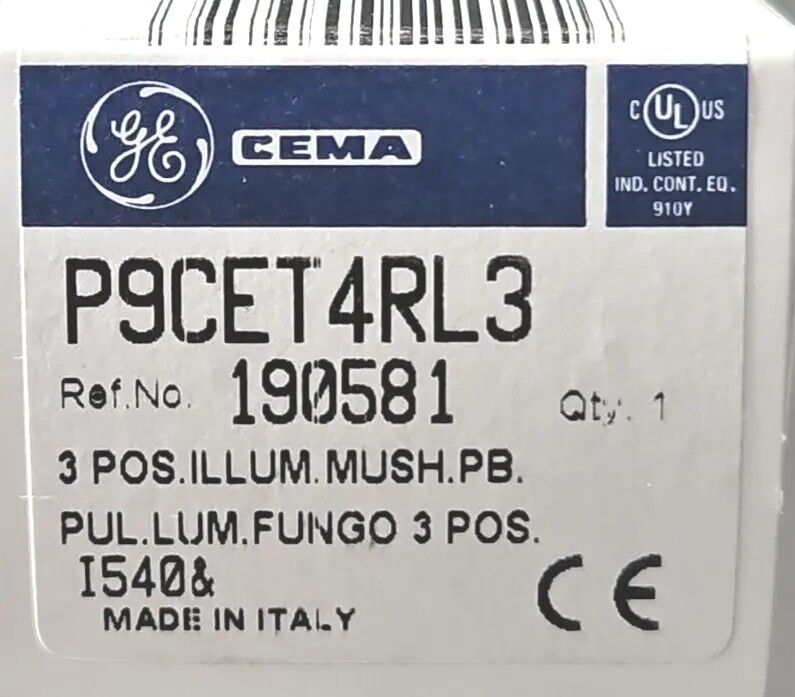 General Electric P9CET4RL3 3 Pos. Illum. Muss. PB.                Loc4E26