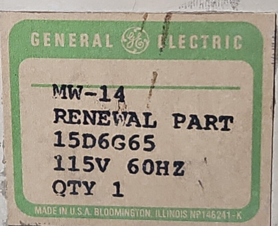 General Electric 15D6G65 Renewal part 115V 60Hz.    Loc4E7