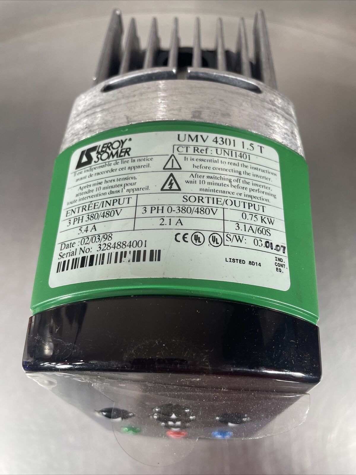 UMV430115T - LEROY SOMER - Umv 4301 1.5T Dimmer 0.75 Kw Refurbished @2B