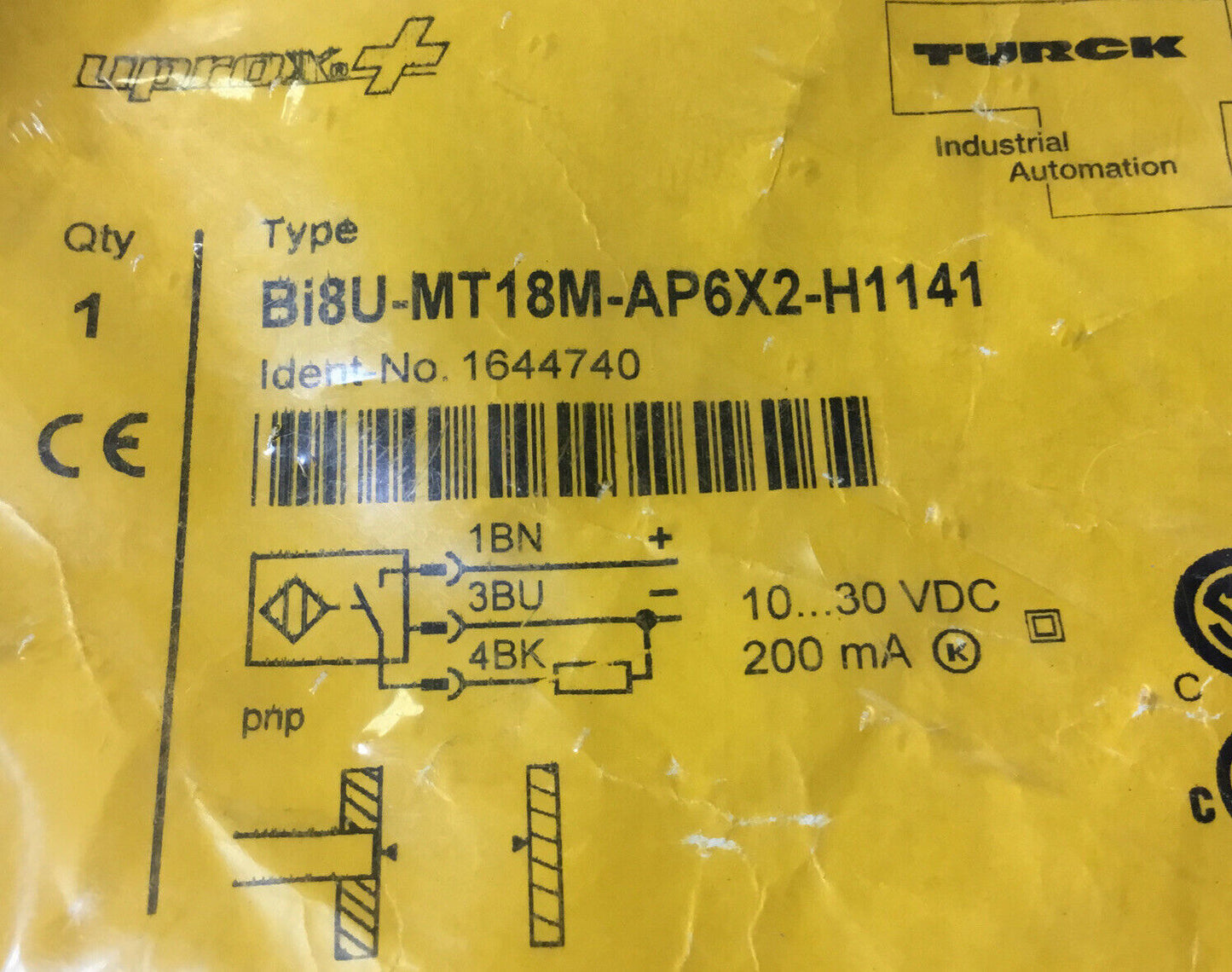 TURCK  BI8U-MT18M-AP6X2-H1141  /  1644740  Inductive Sensor 10-30VDC     3D-31