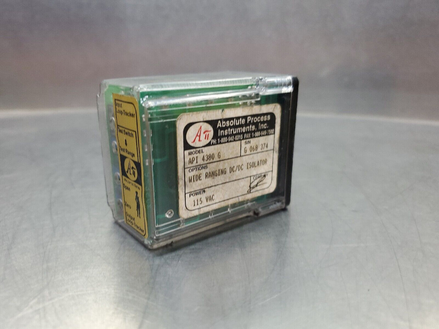 ABSOLUTE PROCESS INSTRUMENTS API 4380 G WIDERANGING DC/DC ISOLATOR RELAY.   4D-3