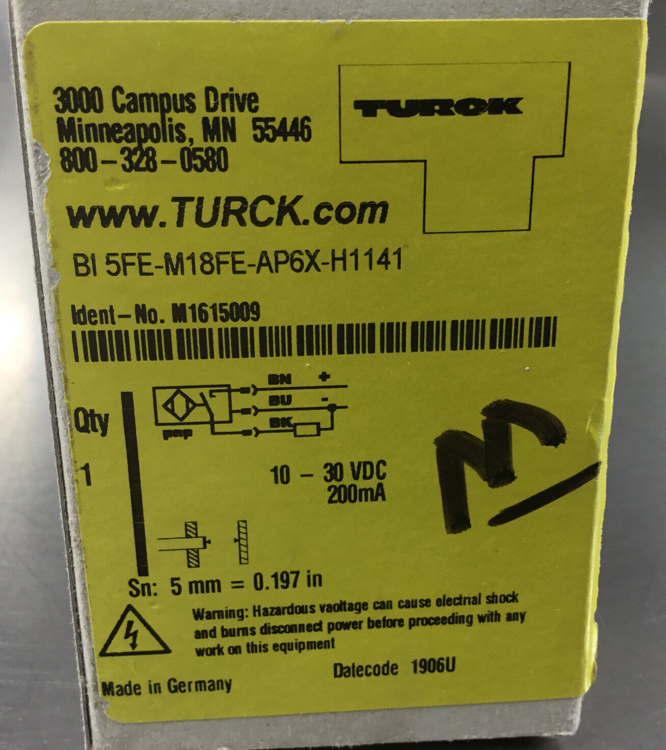 Turck, BI5 FE-M18FE-AP6X-H1141, 1615009, Stainless Steel Inductive Sensor  3D-31