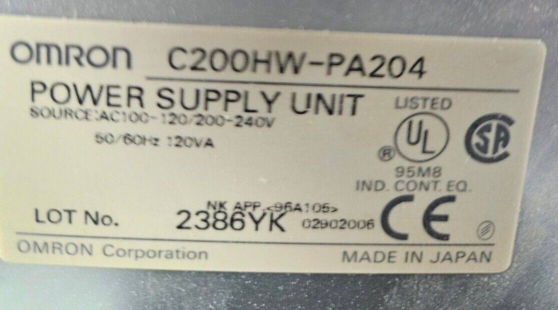 Omron CS1W-BI083 Base w/ C200HW-PA204 / DRM21-V1/ NCF71 / CT041.       Loc 3B-11