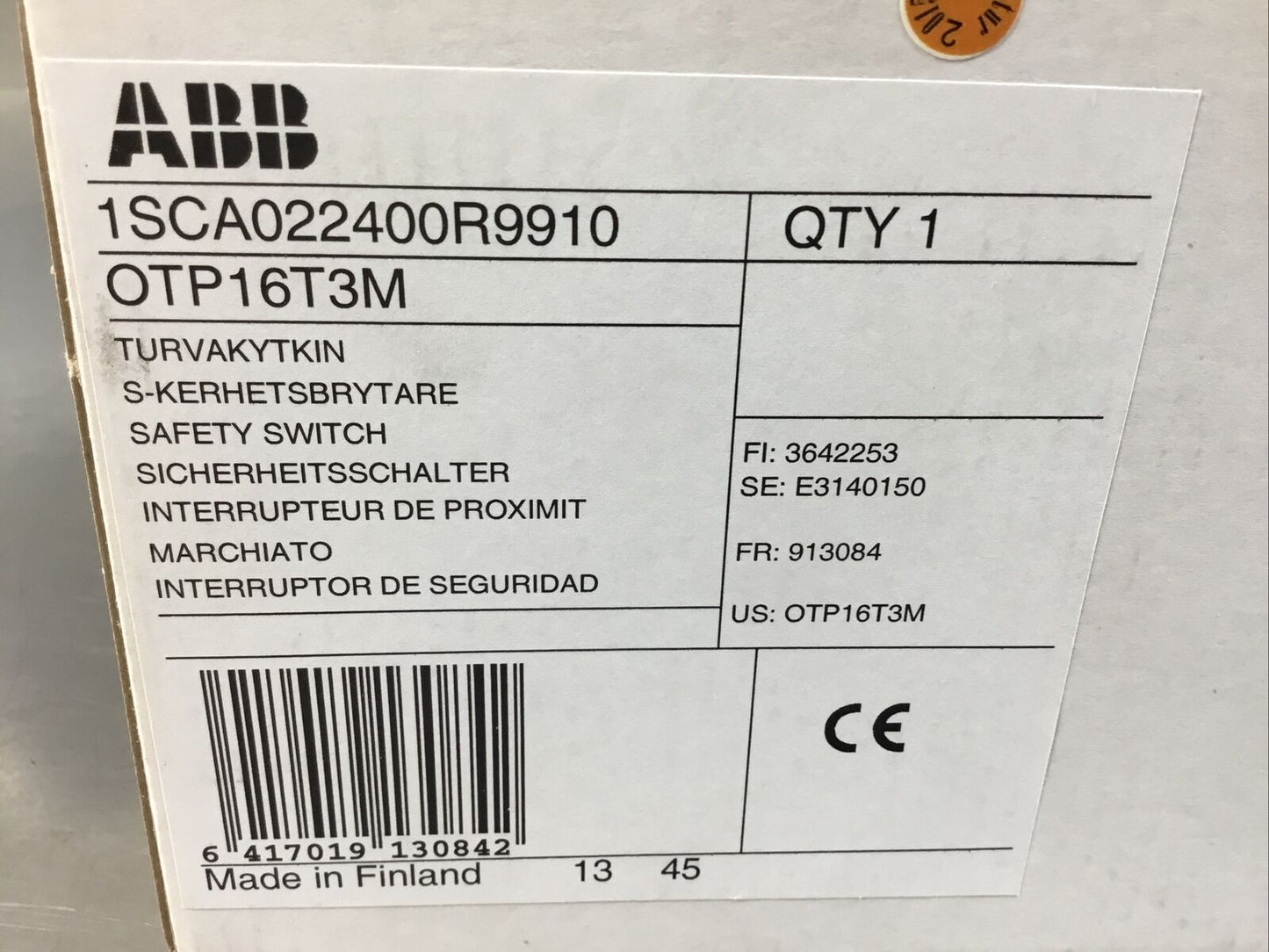 ABB  OTP16T3M  Enclosed Safety Switch  1SCA022400R9910     4C
