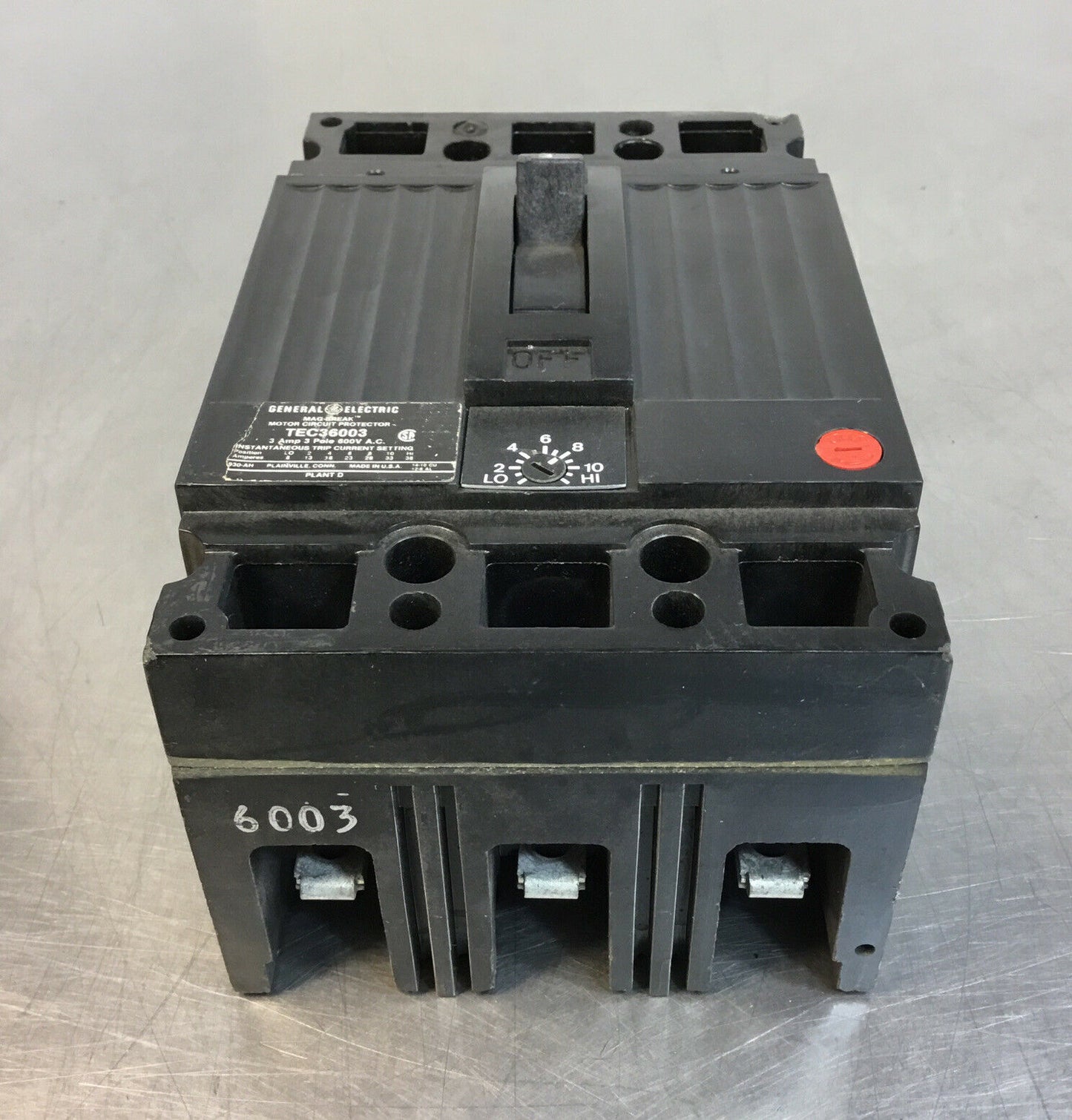 GE  TEC36003  Motor Circuit Breaker 3A 3P 600VAC   4F