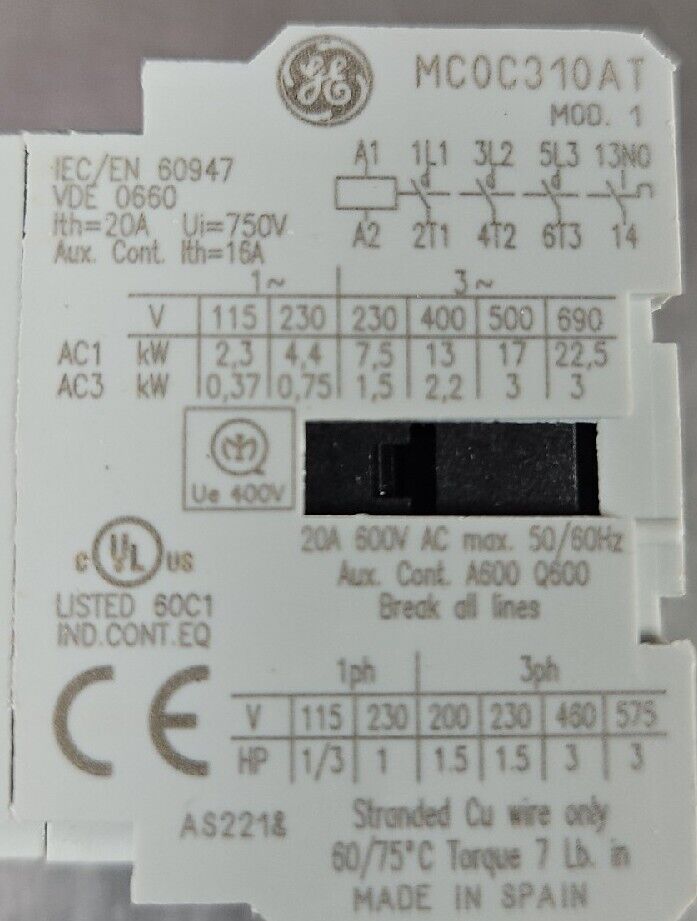 GE MC0C301ATB. Coil Starter Contactor.                                  Loc 4E-4