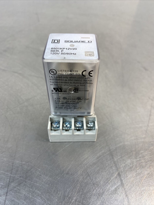 SQUARE D 8501NR51 Ser B Relay Socket w/ 8501KP12V20 Ser F Relay.      4D